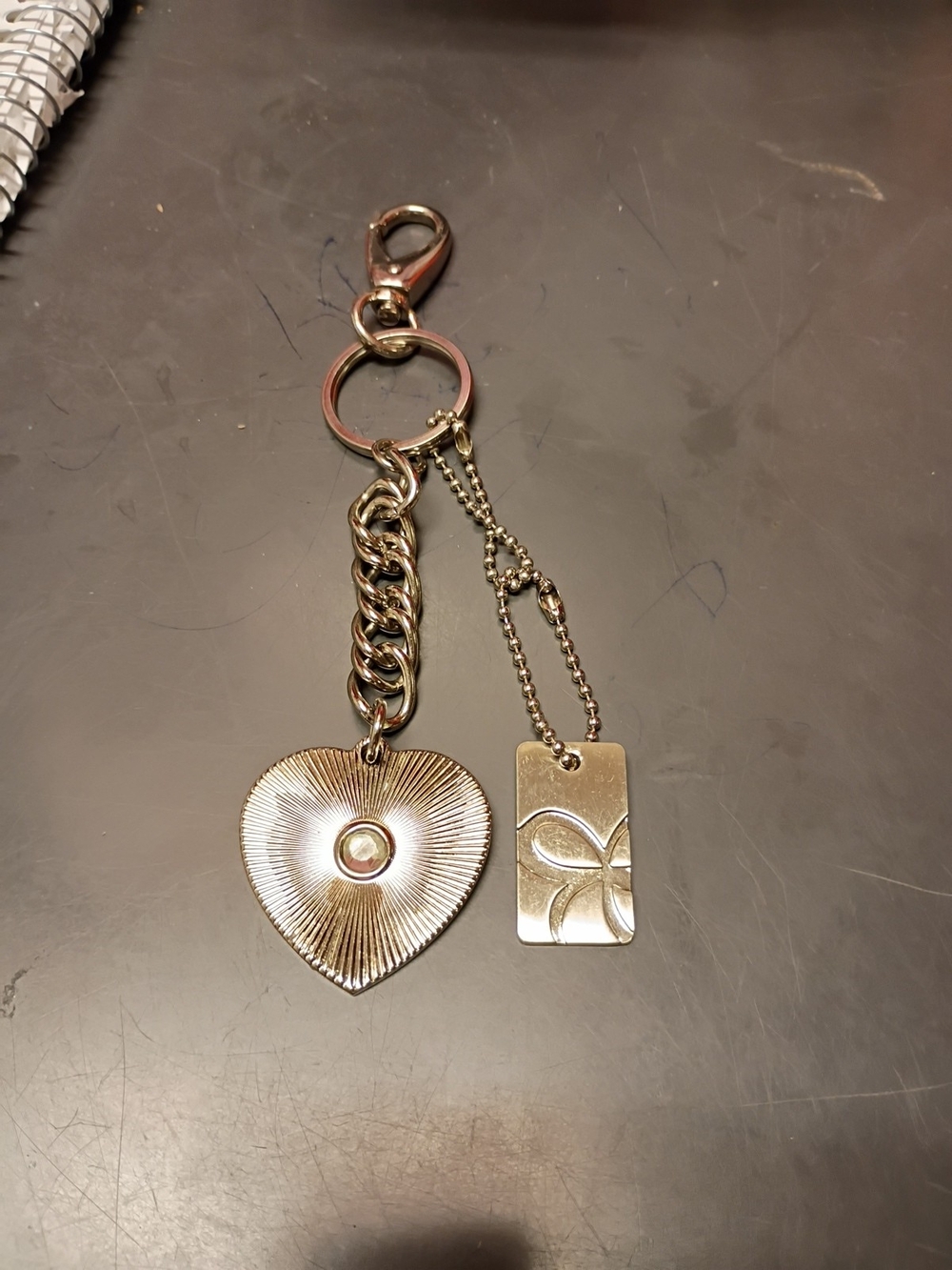 Nine West Gold Heart and Tag Charm Keychain